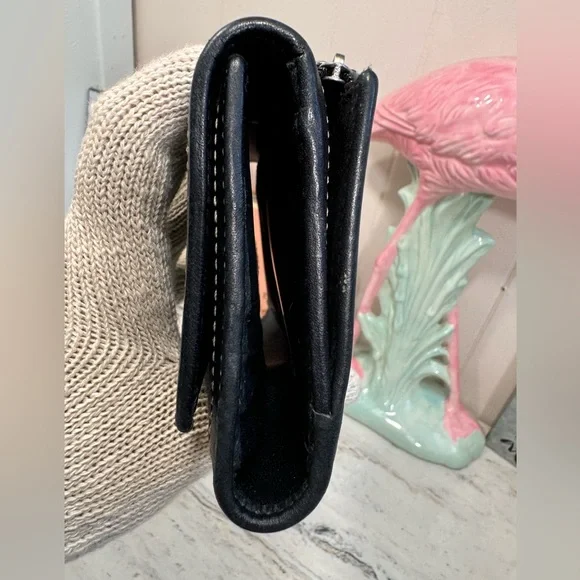 Coach Vintage Y2K Black Monogram Fabric & Leather Full Size Snap Open Wallet - Picture 4 of 12